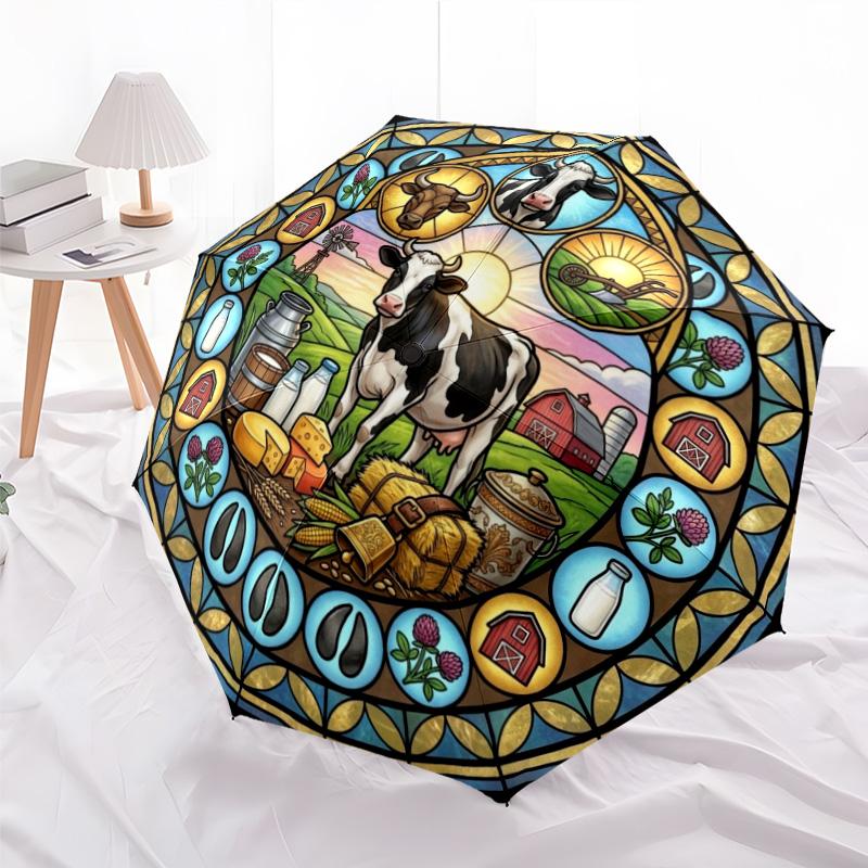 Life Cows pattern umbrella, portable and foldable design, 8 ribs, a casual accessory for Halloween, Christmas, and birthday gifts.
