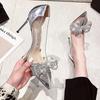 Fashion New Pointed Crystal Fairy Ladies Wind Sandals Rhinestone Butterfly-knot Transparent High Heel Women Sandals Fashion Shoes