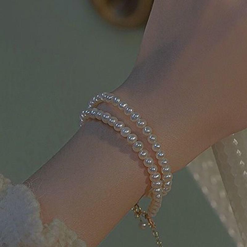 Imitation Pearl Hollow Copper Money Adjustable Bracelet For Elegant Hollow