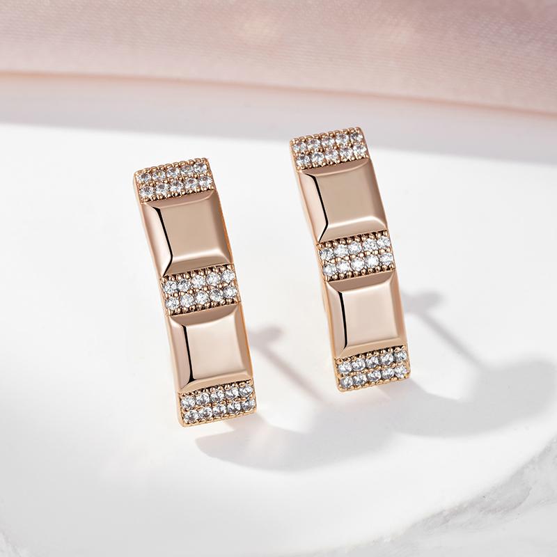 Квадратные серьги Kinel цвета розового золота для женщин, модные ювелирные изделия с цирконом, повседневная одежда