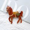 New Design Running Horse Brooch Brown Brooch Pins Jewelry Zodiac Animal Badge  Women