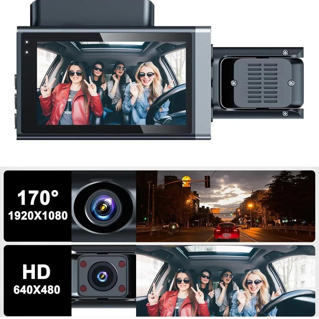 Новая автомобильная камера с датчиком движения Black Box Dash HD 1080P Cam Dashcam G-Sesor 360 ° Lens Rotation DVR 3 дюйма с WiFi Night Vision