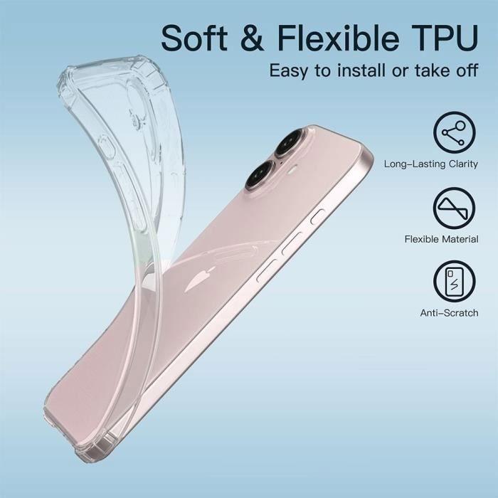 Coque de protection - BOOLING - pour iPhone 16 Plus - Silicone Transparent - Coins Renforcés - Antichoc