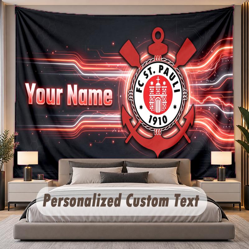 Custom Name Text Tapestry FC St. Pauli Personalized Polyester Wall Tapestry For Bedroom And Room