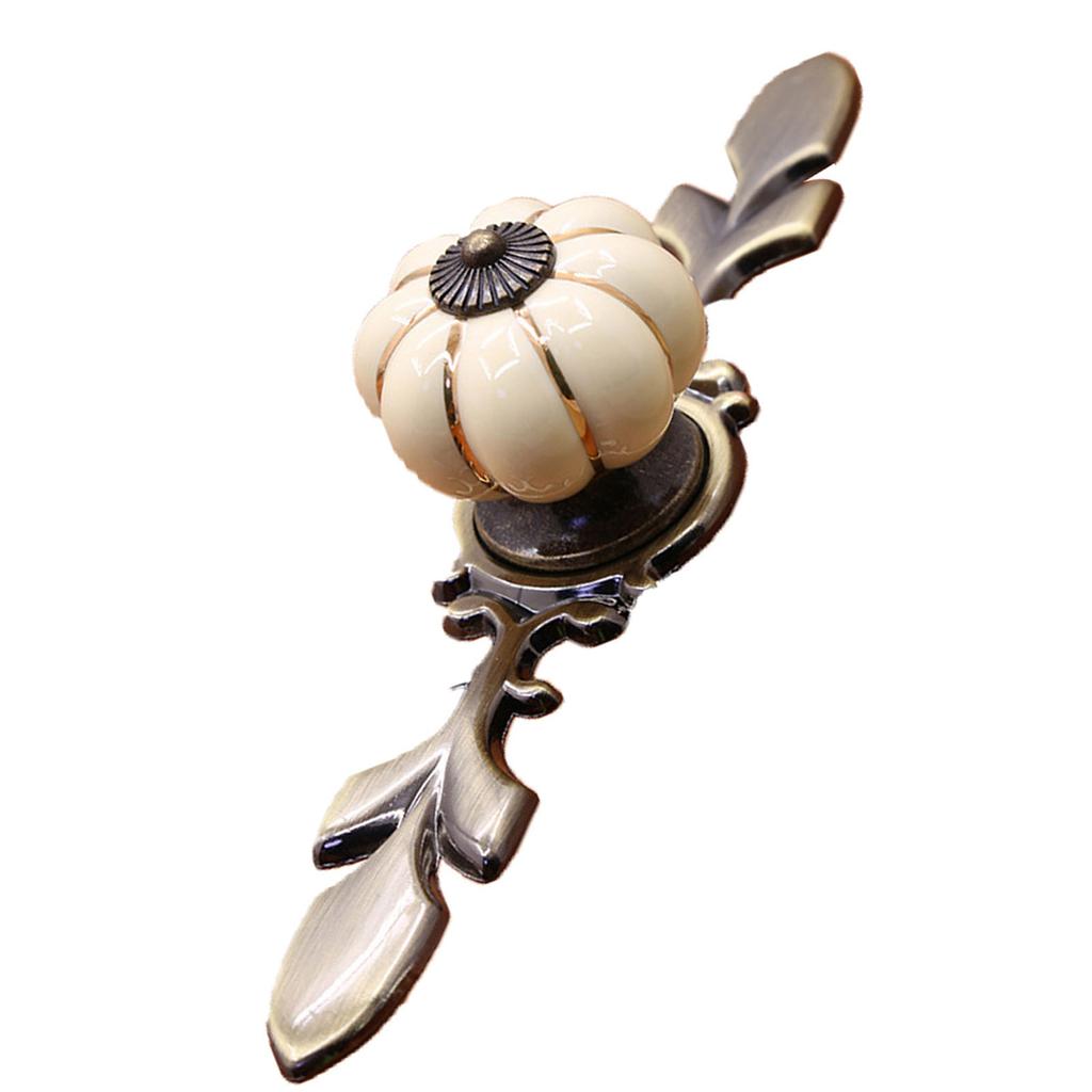 Керамическая ручка-кнопка в форме тыквы для шкафа, гардероба, ящика, мебельная фурнитура (Слоновая кость белый)