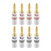 Nakamichi Banana Plugs 24K Gold Plated Speaker Cable Connectors Aluminum Metal Shell Gauge Size 4mm Pieces Banana 12AWG-18AWG (8 (4 Pairs), Plugs)