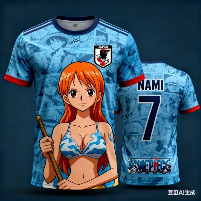 Япония One Piece Луффи Футбольная Майка Мужская Футболка Детская Футбольная Специальная Майка Комплект Взрослый Мужская/Женская Быстросохнущая Толстовка