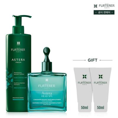 [Шаг Ухода] Успокаивающий и Восстанавливающий Шампунь Astera Fresh 600мл + Спа для Головы 50мл (+ Бесплатный подарок: Подарки могут быть изменены.)
