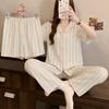 Womens Cloud Cotton Pajama Set Short Sleeve Bow Loose Loungewear 3pcs
