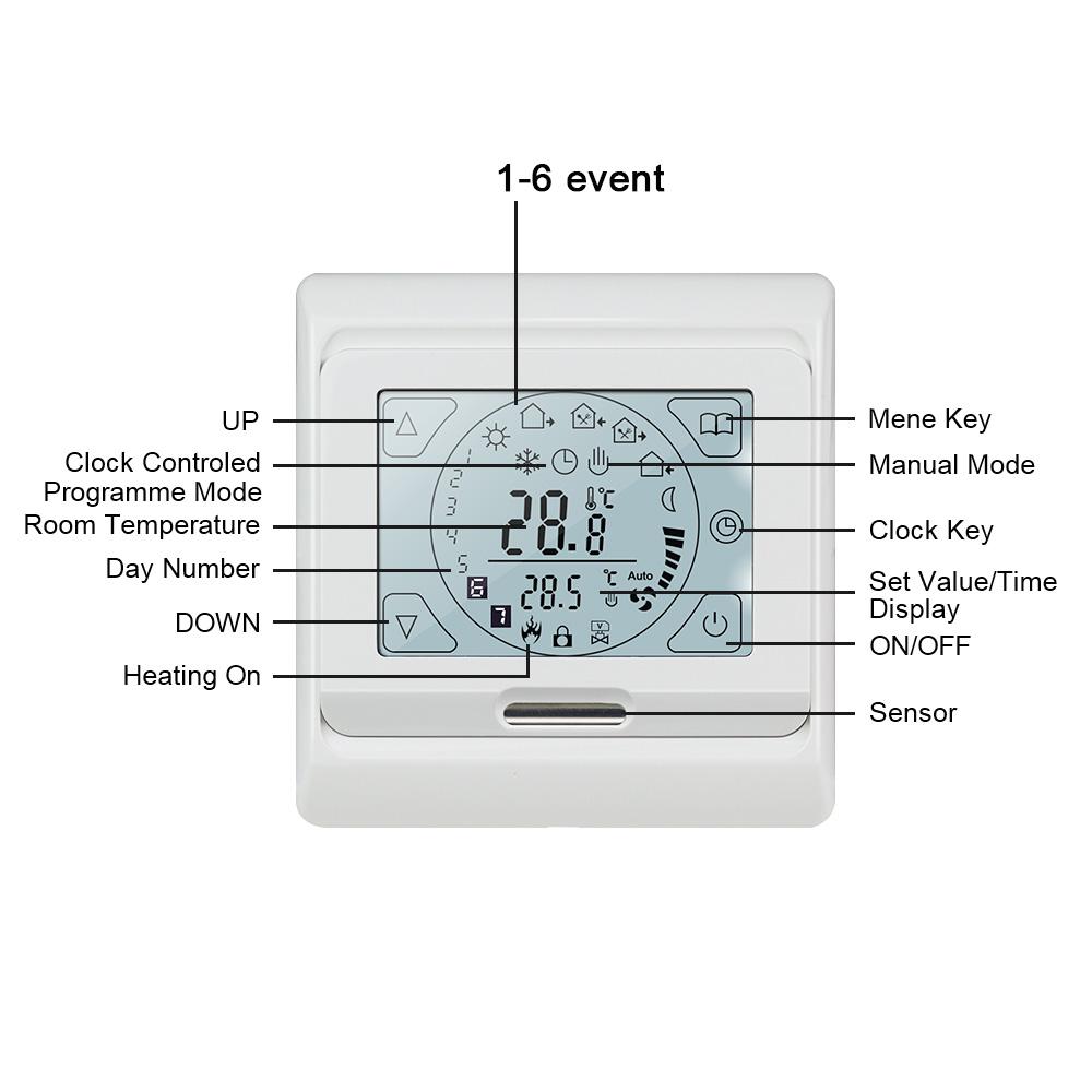 Еженедельный программируемый термостат с сенсорным экраном, 16А, электрический/водяной термостат с подогревом пола, регулятор температуры Regulato