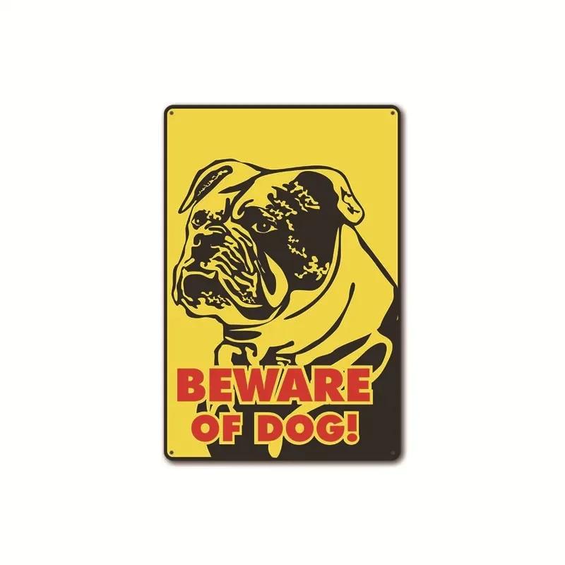 2020 New Be Aware Of Dogs Warning Sign Vintage Metal Decorative Plaques Garden Farm Public Area Warning Mark Wall Decor Poste