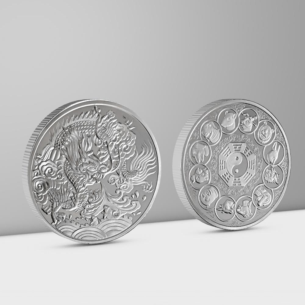 Chinese Dragon Zodiac Painted Metal Coin Badge Creative Souvenirs Creative Coins Fashion Toy Ornaments