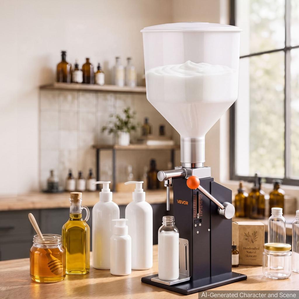 Manual Filling Machine, 10-120 ml, 12 L Hopper, Paste Liquid Filler, for Water, Honey, Oil, Shampoo and Lotion, Anti-Drip Nozzle, Adjustable Bottle