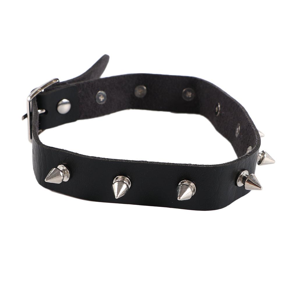 Крутая черная металлическая пряжка цинк цинковый сплав женский ПУ кожа металлическое ожерелье с шипами ключичная цепочка ожерелье ювелирные изделия