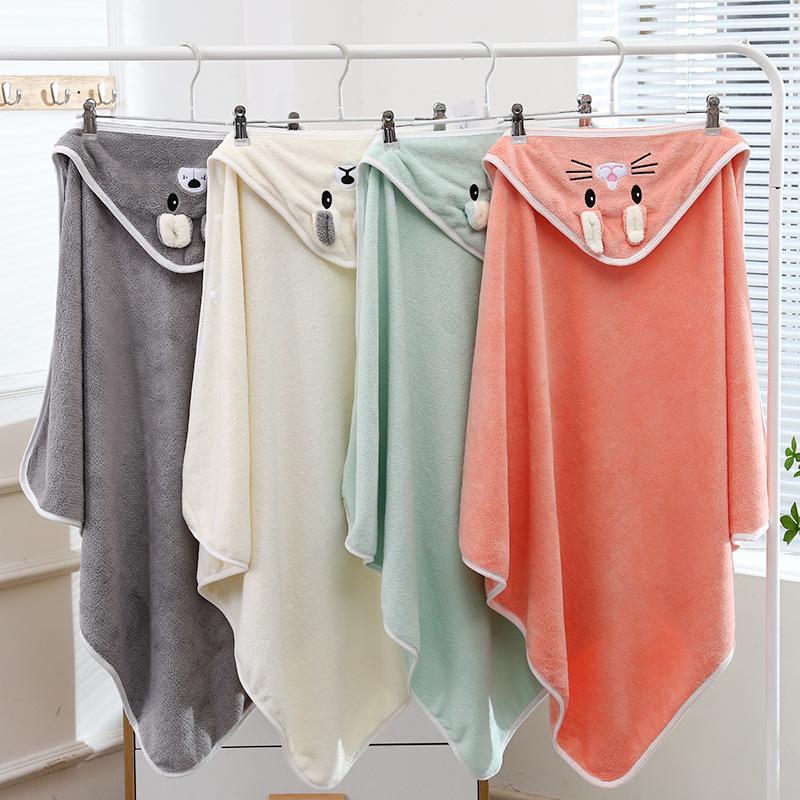 Cartoon Hooded Baby Towel Ultra Soft Baby Bath Towel with Cute Hood for Babies Toddlers Kids 105*105cm/ 41*41in