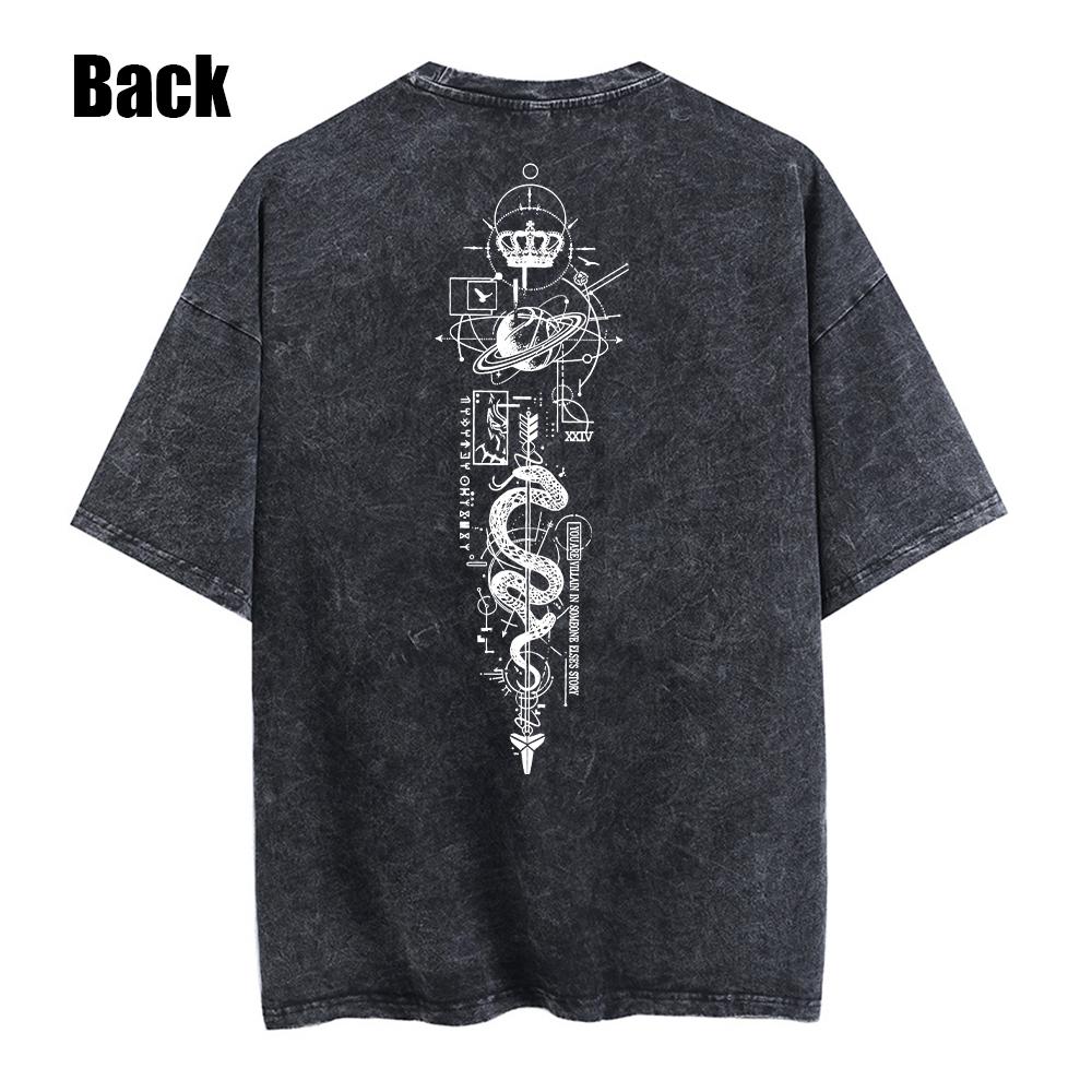 Acid Tees Cotton Loose Wash Tops Manage Print T-Shirt Men Streetwear Vintage Black Harajuku Oversized T Shirt Summer