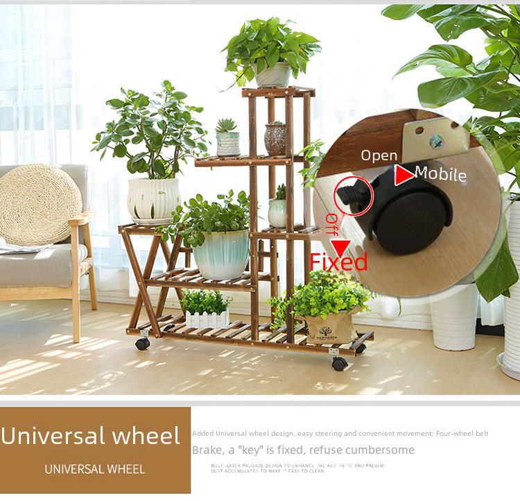 Multi-Layer Solid Wood Flower Stand for Balcony & Living Room
