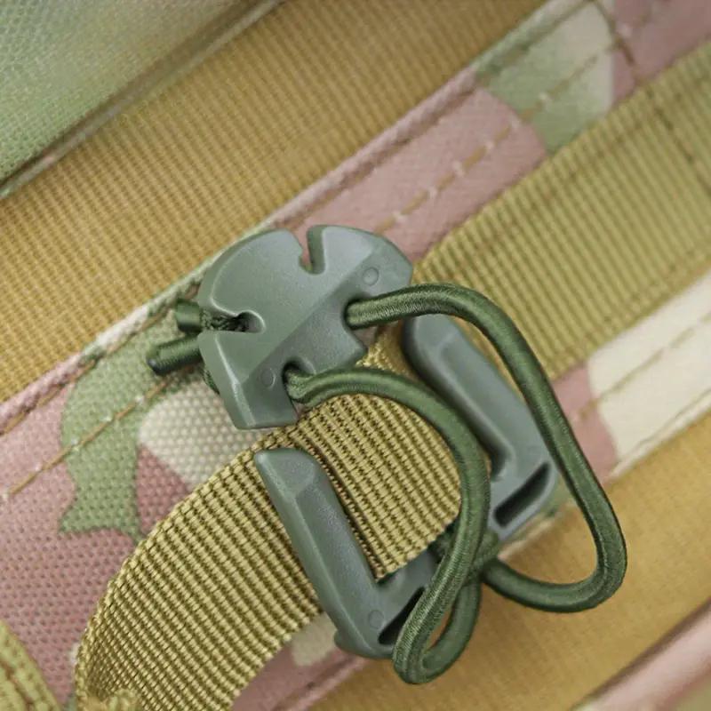 Fixing Webbing Straps Clips with Elastic Rope Durable Tactical Gear Secure Triangular Buckle Backpack Clamp Carabiner Gear Tools
