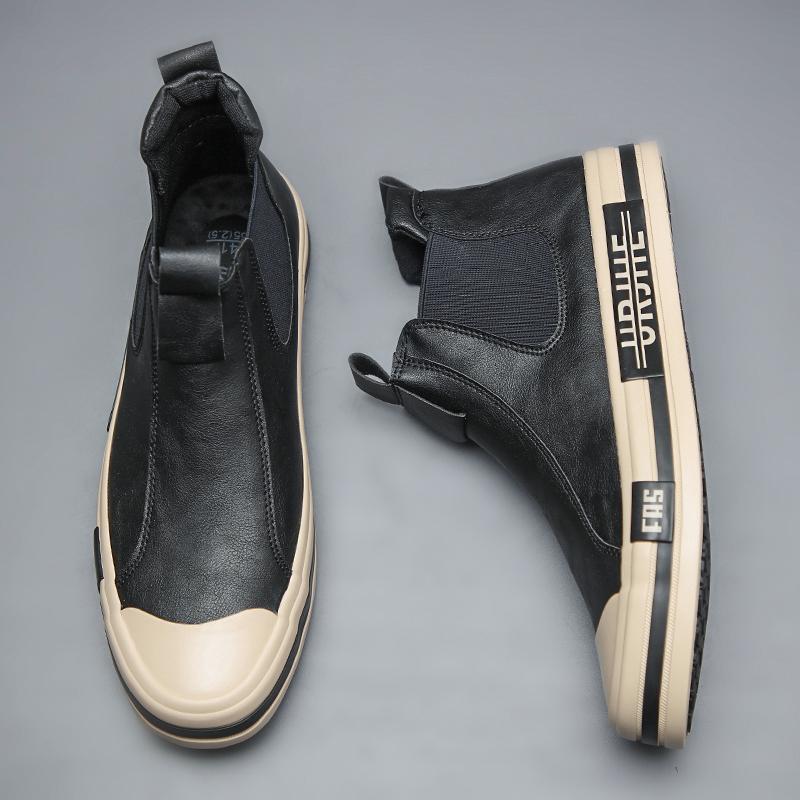 Новые мужские кожаные ботинки корейский тренд удобная мужская обувь британская мода мужские высокие кроссовки новые мокасины мужские