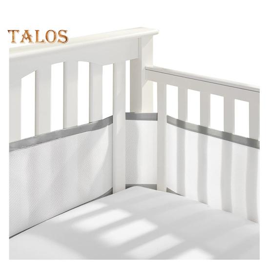 Дышащая сетчатая подкладка для кроватки с двухсторонними ремнями. Сетчатый барьер для безопасности детской кроватки. Простая установка. Защита конечностей. Бампер для кроватки.