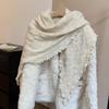 Thickened Widen Shawl Wrap Ruffled Edge Winter Scarf Knitting Triangle Scarf  Casual Outfit