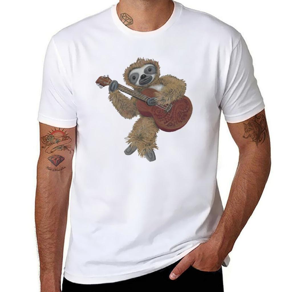 Mr Slothy The Ukulele Playing Sloth Tshirt Mechanic Work Tee Shirt