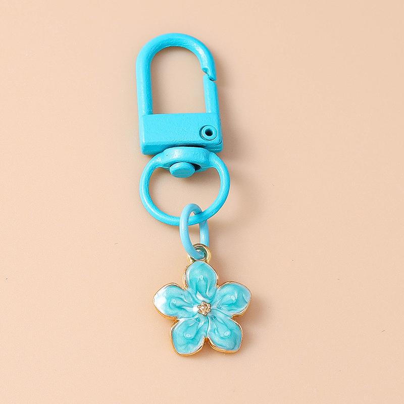 Cute Enamel Flower Keychain Butterfly Key Ring Pendant for Women Girls Handbag Decor DIY Handmade Jewelry Gift