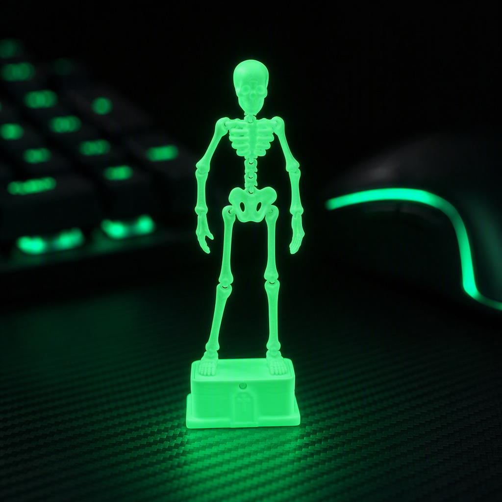 Fish tank dancing skull ornament long luminous blue/suction cup oxygen pipe