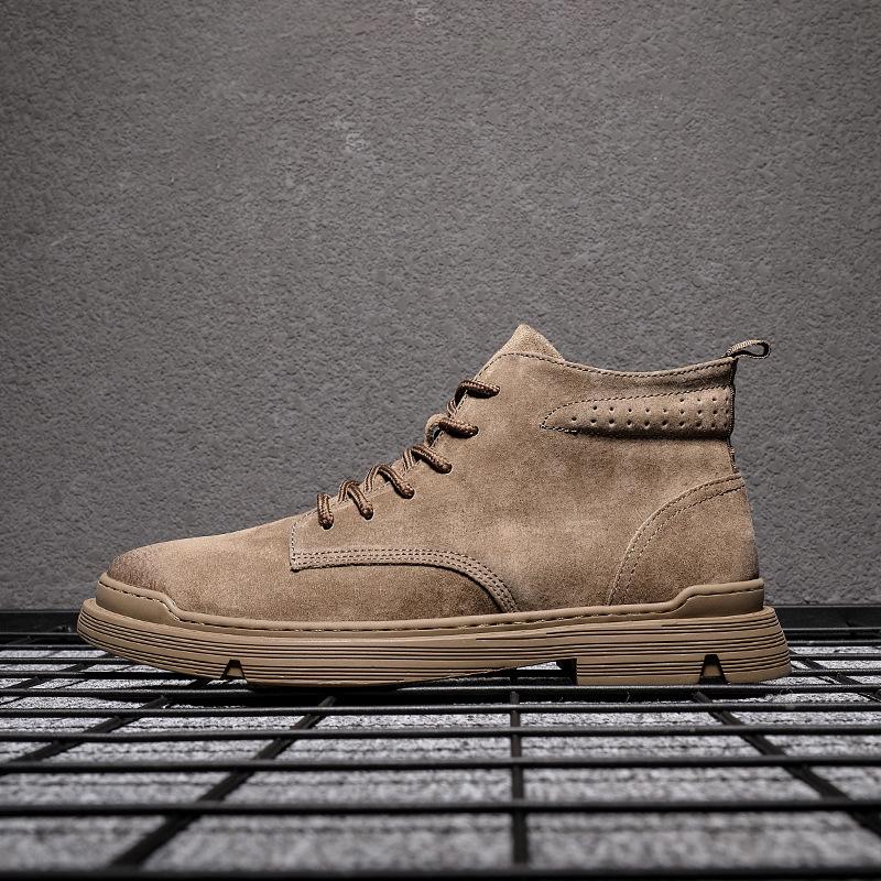 Men's Martin Boots Men's Leather Boots Stream High Top Tooling Shoes Single Spring Men's Shoes Front Lace-Up