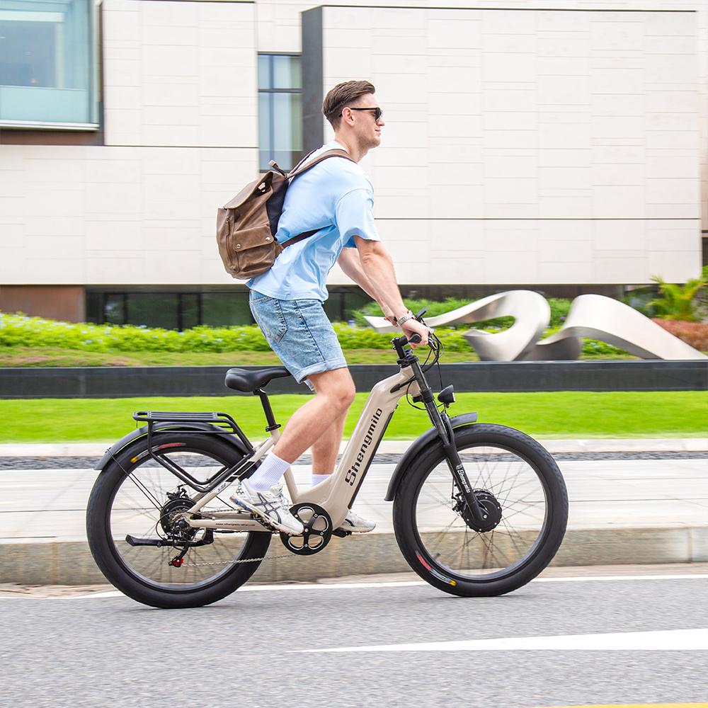 Shengmilo Электровелосипед S700 All-Terrain, двойной мотор 2000 Вт, аккумулятор 48 В, гидравлические тормоза, для велосипедистов ростом 165–195 см. Идеально подходит для города и трассы