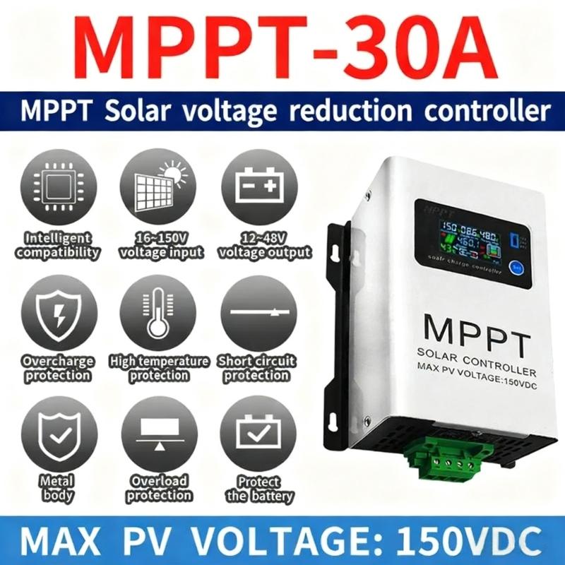 MPPT Контроллер заряда солнечных панелей 30А/60А Автоматический регулятор заряда аккумулятора от солнечной панели для электронного устройства Простота использования