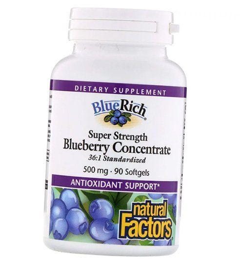 Концентрат плодов черники, BlueRich Blueberry, Natural Factors 90гелкапс (71406005)