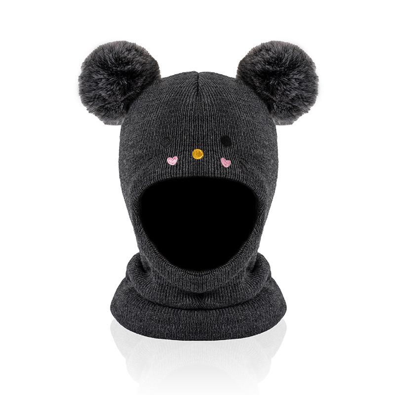 Children's Embroidered Cartoon Cat Hat Knitted Warm Baby Hat Autumn Winter Infant Boys and Girls Baby Yarn Hat