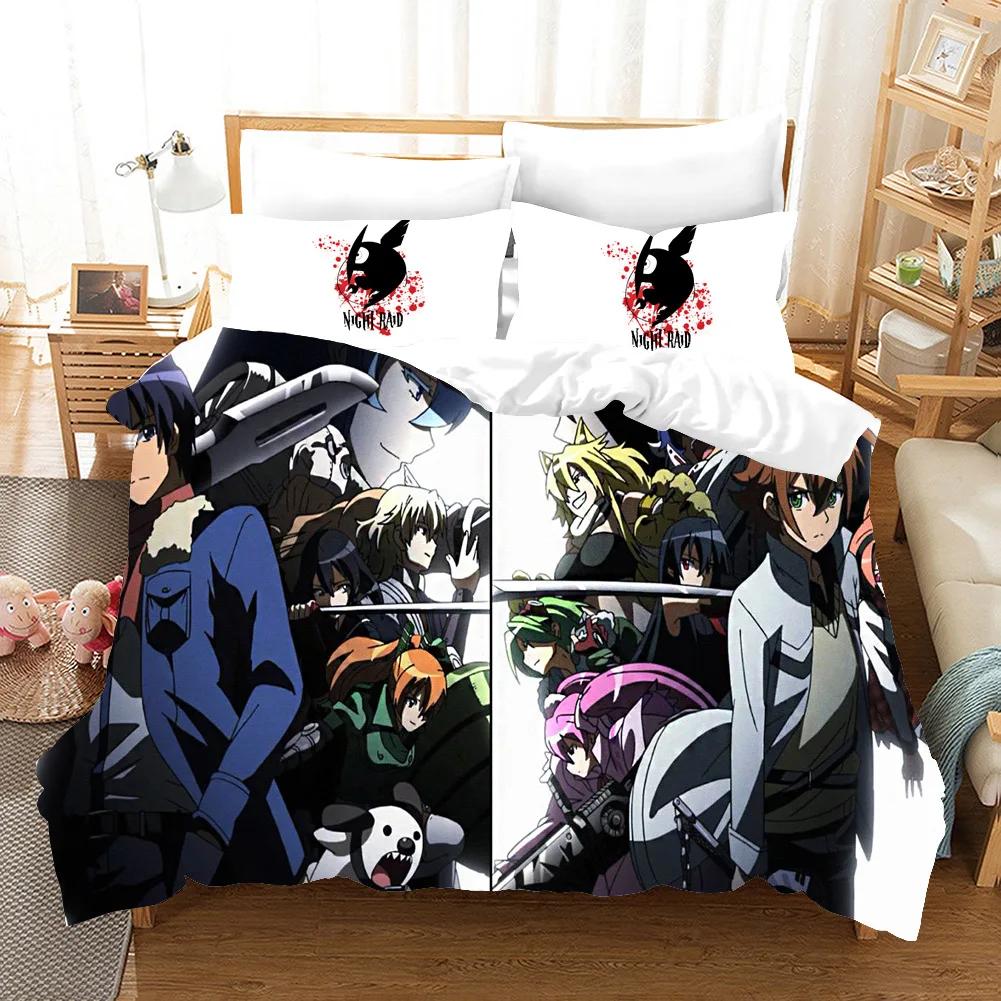 3D Печатный Аниме Akame Ga KILL Комплект Постельного Белья Пододеяльник Покрывало для Спальни Односпальное Двуспальное King Size Покрывало для Одеяла Домашний Текстиль