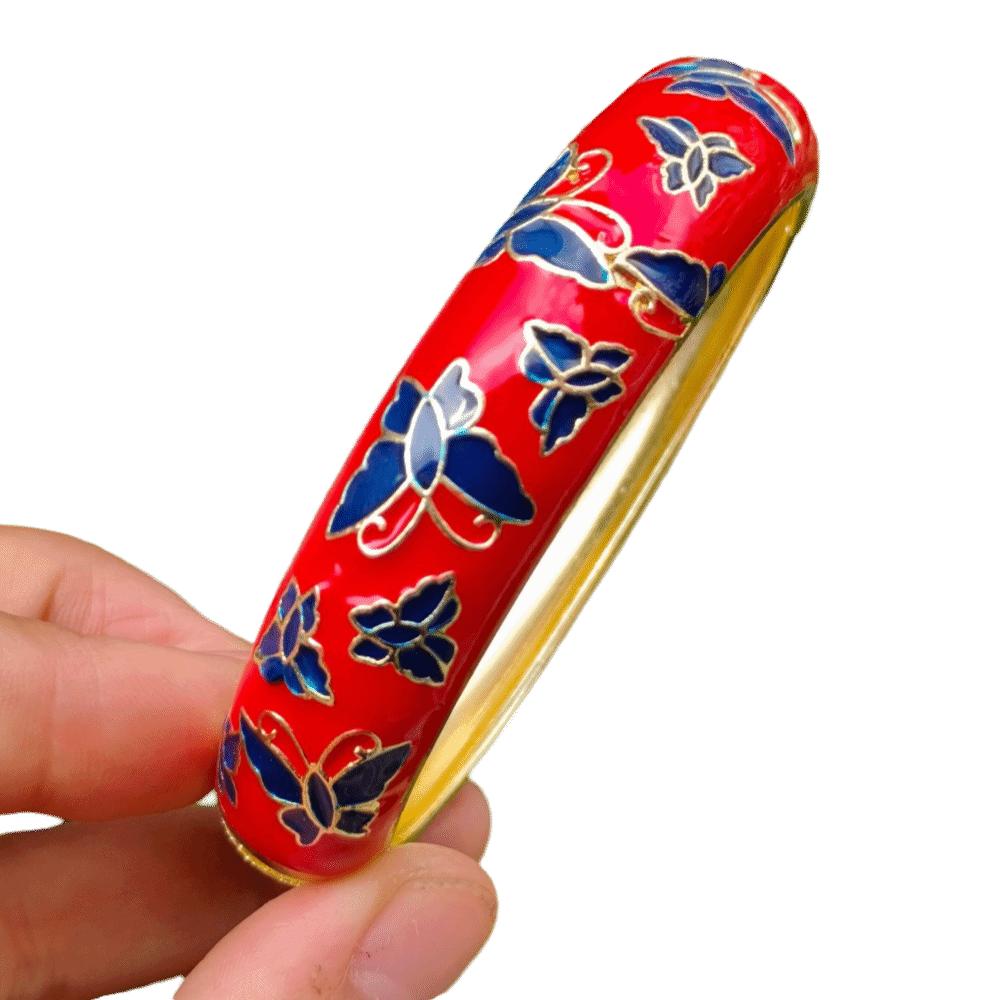 1.4cm Butterfly Enamel Bracelet Enamel Colored Oil Drip Enamel Bracelet Gifts for Women Girl