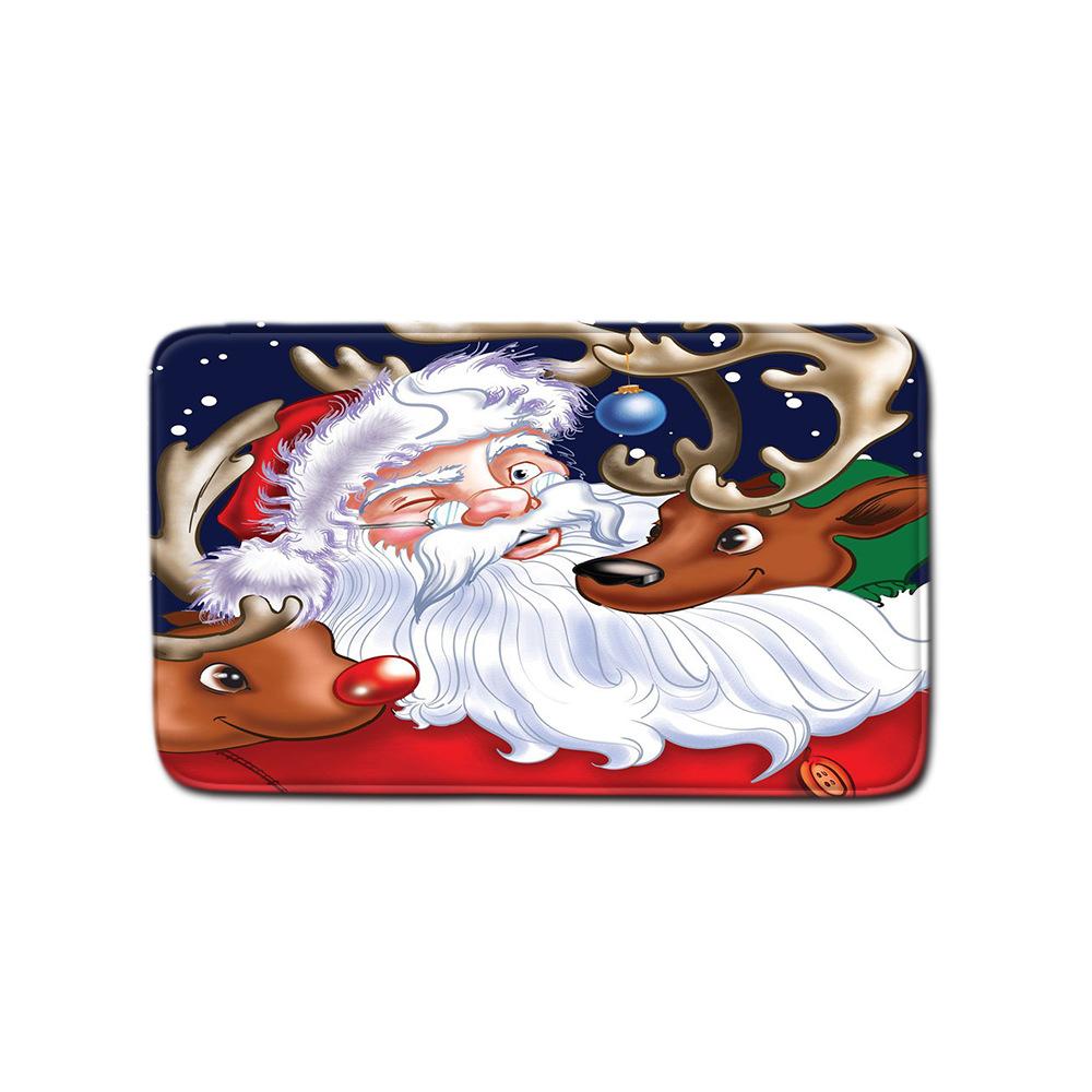 Christmas Home Shower Curtain Polyester Cloth Four-Piece Toilet Floor Mat Bathroom Non-Slip Door Mat Bedroom Carpet