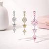 Long Dangled Zircon Belly Button Ring Pink Body Jewelry Sexy Stainless Steel Navel Piercing  Gift