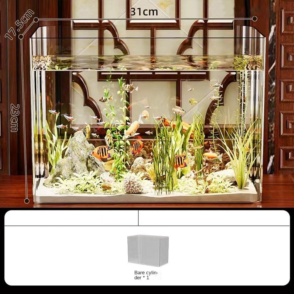 Transparent Desktop Aquarium with Lid Turtle Tank Durable Ecological Water Tank for Home