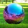 Радужный смотровой шар 7,9 дюйма, полые шарики из нержавеющей стали, зеркальный радужный отражающий шар на 360° для сада, бассейна, патио, газона
