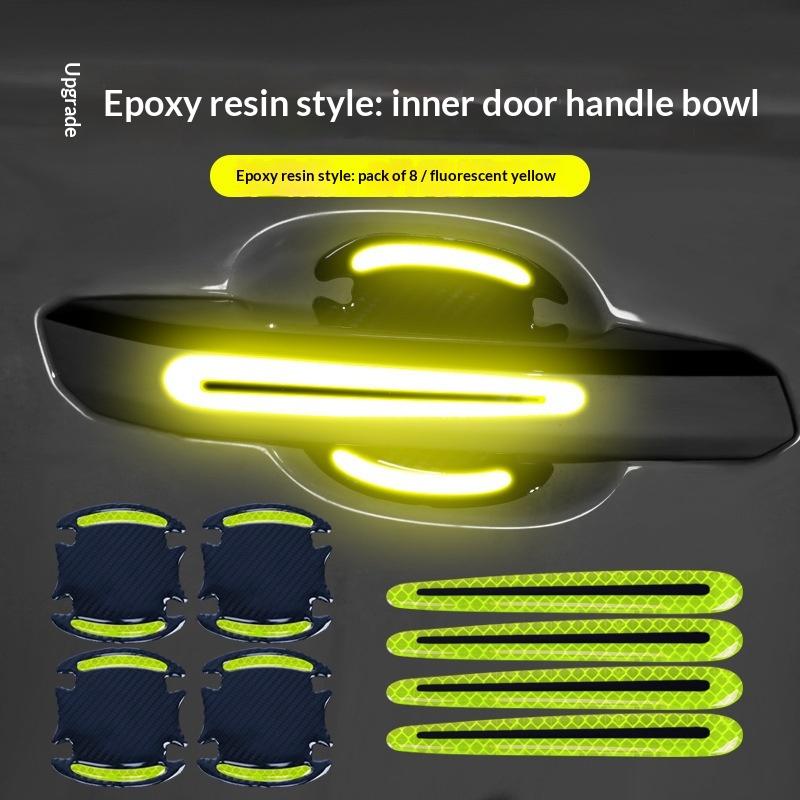 8Pcs Car Door Handle Sticker Protection Sticker Door Handle Paint Surface Anti-Scratch Sticker Car Safety Reflective Strip