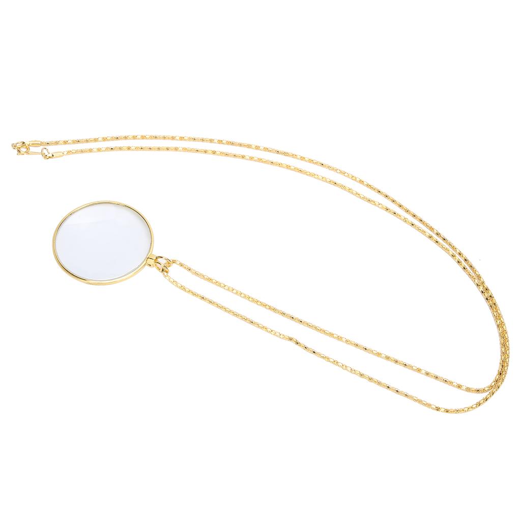 5X Alloy Necklace Magnifying Glass Portable Rding Pendant Magnifier with Chain