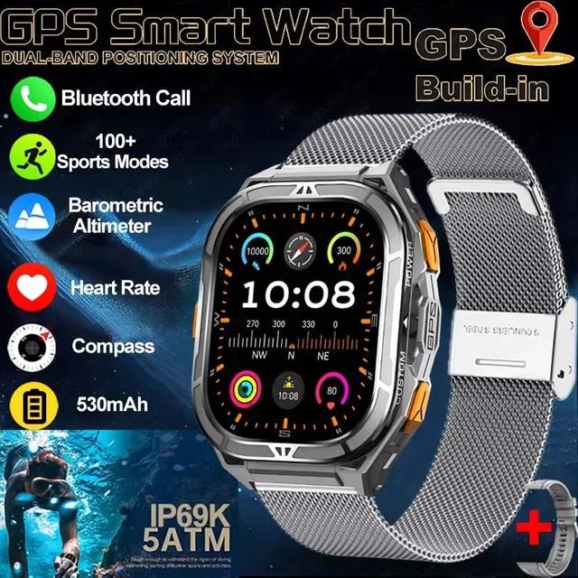 НОВЫЕ Умные часы 5ATM Водонепроницаемые GPS Двухчастотное отслеживание 1.96" AMOLED 530 мАч Компас 170+ Фитнес-трекер для спорта велоспорт