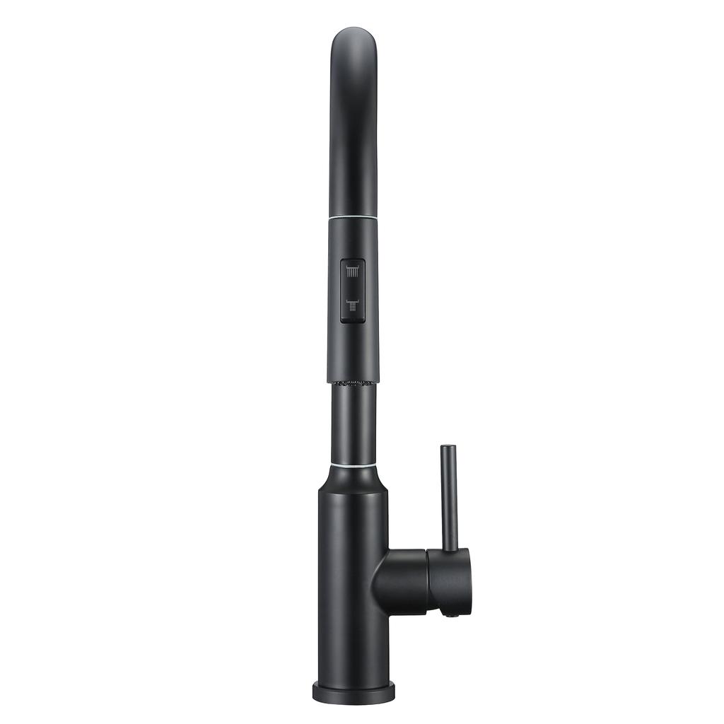 Black Free-standing Sink Tap with Pull-Out Spout and 2 Stream Functions Amor