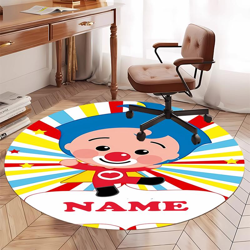 Custom Name Plim Plim Printed Round Rug Carpet Chair Rug Area Rug Entryway Doormats,for Office Chair Living Room Bedroom Kitchen Room.