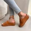 Fashion 2025 Summer Plus Size Women's Open Toe Slippers Outdoor Casual Round Toe Buckle Wedges Sandals for Comfortable Daily Slippers