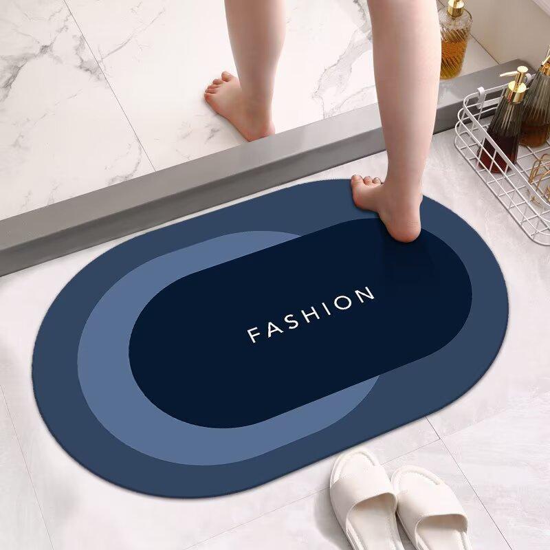 Hot Selling Modern Quick Dry Sustainable Bathroom Floor Mat Diatomaceous Earth Bath Mat with Non-slip Backing