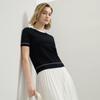 Fila Lifestyle White Series Color Block Приталенная футболка с круглым вырезом, удобная, универсальная, с коротким рукавом, женские топы, легендарно-синий F11W523401F-NV