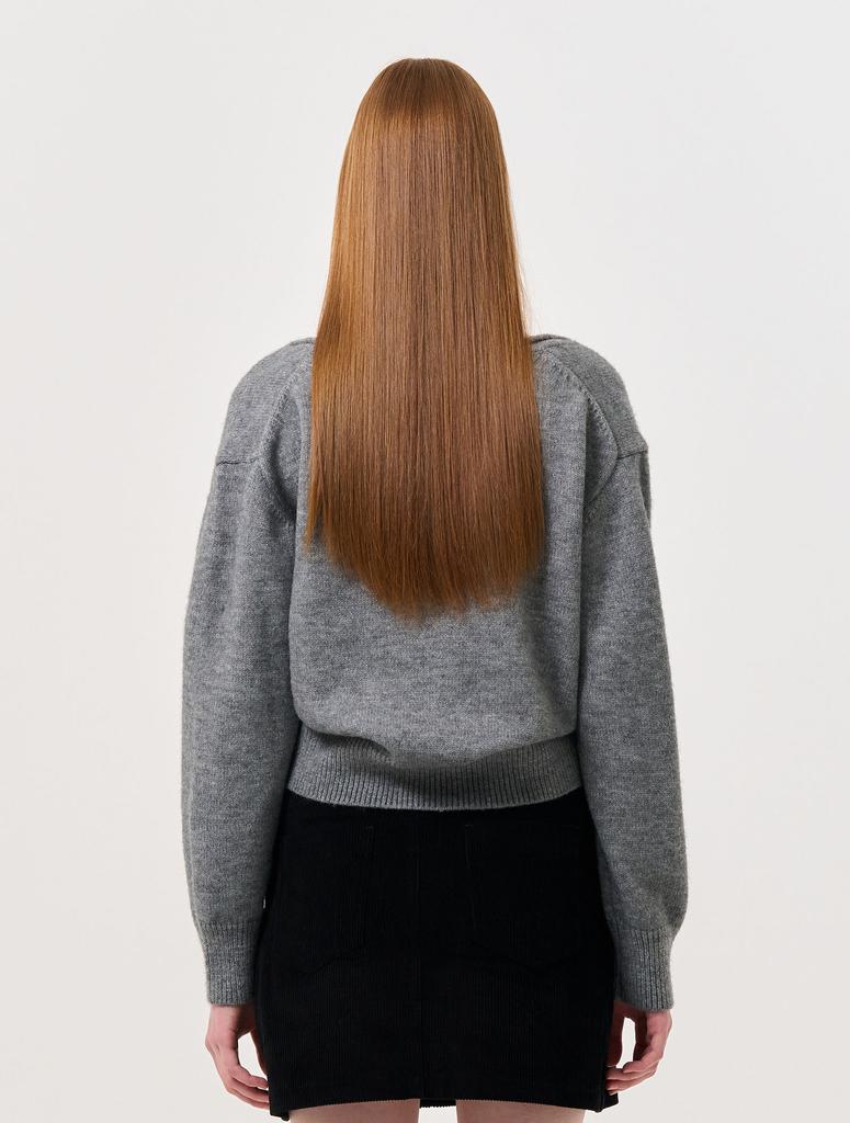GENERALIDEA U-Neck Ribbon Knit Pullover [Grey] / Wbd4L05536
