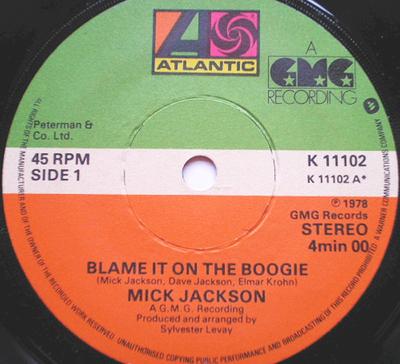 7-дюймовая пластинка МИК ДЖЕКСОН - Blame It On The Boogie K11102 Atlantic 1978 UK Соул/Фанк Б/У