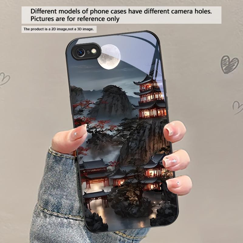 Светлячковая тропа лунного света Для iPhone 17 Air 16 E 15 Plus 14 Pro Max 13 12 mini 11 5 6 7 8 Plus XR XSMax SE Черный стеклянный чехол для телефона